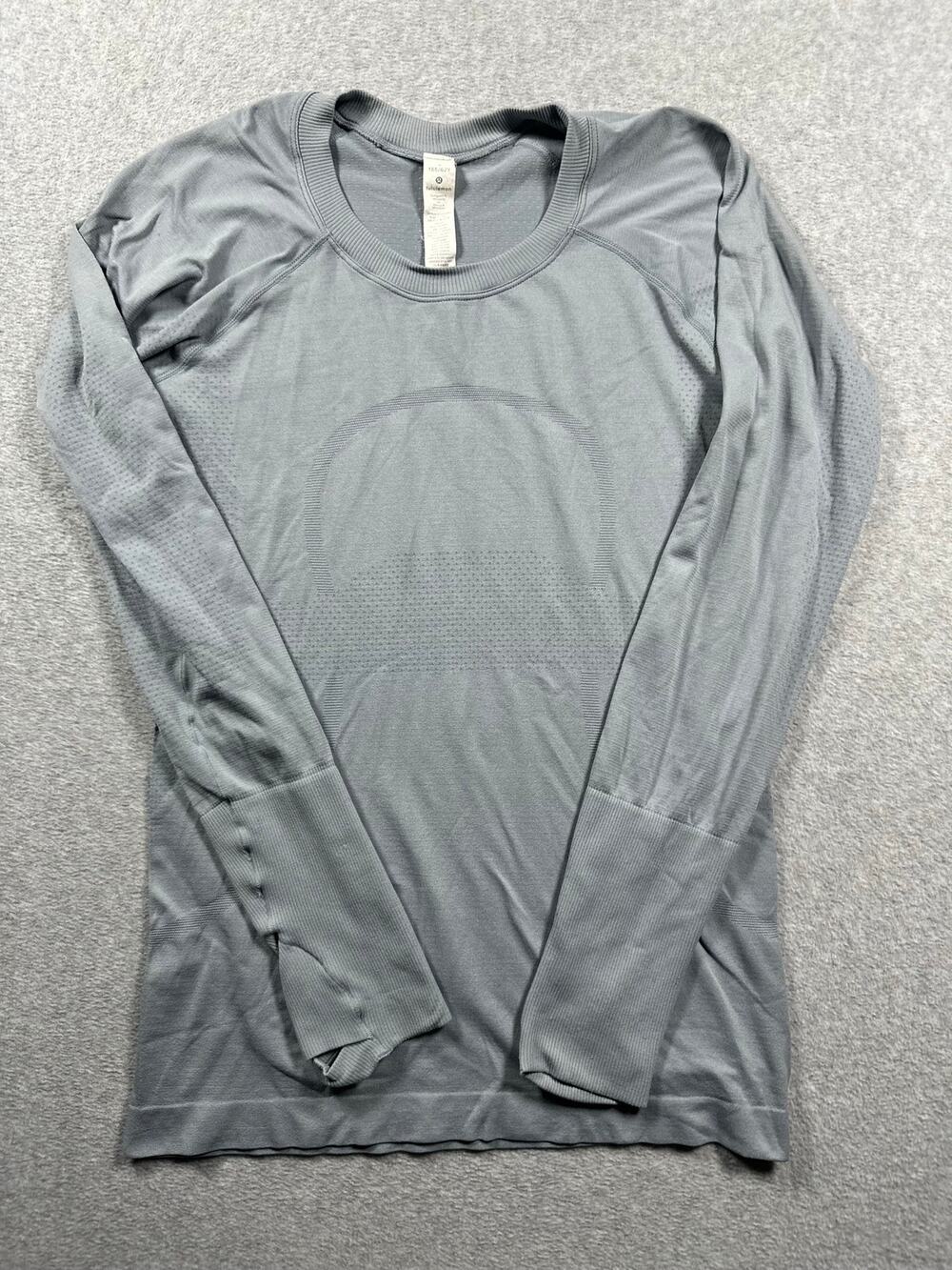 Lululemon Swiftly Tech Shirt Women's Size 4 Gray Thumbholes Raglan Long Sleeves